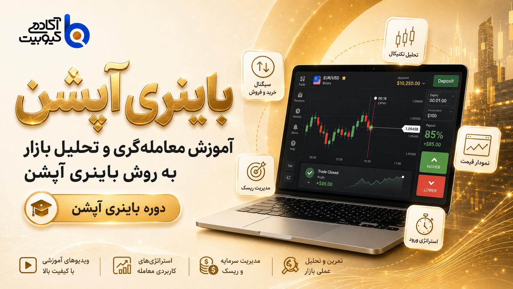 تصویر دوره معامله‌گری بازارهای مالی به روش باینری آپشن (B.O.T.C)